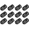 BORDSTRACT 1/2 NPT Pressacavo nero, 12Pcs IP69 regolabile 6-12mm/0.23-0.47inch Connettore della scatola di giunzione Giunti in nylon con rondella, kit di presa del cavo nero dei connettori
