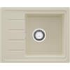 PRIMAGRAN Lavello da Cucina Beige 55x44cm, Lavandino in Granito a 1 vasca + Sifone Classico, Lavabo da Cucina Incasso al Mobile 45cm - Copenhagen Easy S006