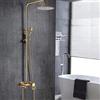 XUEMANSHOP Rubinetto doccia oro, set completo con soffione doccia, doccetta regolabile in altezza 80-120 cm, completo di tutti gli accessori per l'installazione