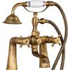 BiaoTeng Clawfoot Rubinetto per Bordo Vasca da Bagno con Doccetta 2 Manopole Croce Anticata Ottone Caldo e Freddo 2 Fori Set Miscelatore Vasca Antico