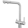 ZPSPZ Rubinetto Miscelatore Tre Vie da Cucina Rubinetto Cucina Estraibile Acciaio Inox 2 Maniglie Rubinetto 3 Vie per Depuratore-Spazzolato