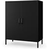 Jan Nowak Credenza Soggiorno in Metallo - VITO | 2 Ripiani Regolabili, Chiusura Magnetica Silenziosa | Mobile Salotto Industriali Moderno, Buffet Scintillante 2 Ante | 80 x 101,5 x 40 cm | Nero