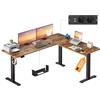 VASAGLE Scrivania Regolabile in Altezza, 190 x 155 cm, Scrivania Angolare a L, Standing Desk, 2 Prese AC, 2 Porte USB-A, Ripiano per Ciabatta, per Ufficio, Marrone Vintage LSD295KD01