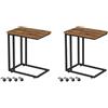 VASAGLE Set di 2 Tavolini da Letto con Ruote, Tavolino Mobile da Salotto, Comodino, Carrello, Soggiorno Camera da Letto, Struttura in Acciaio, Montaggio Facile, Marrone Vintage e Nero LCT644B01