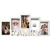 MA MAISON Quadro Portafoto 5 Cornici 54x25h cm Scritta Family - per Foto Ricordo, Decorazioni, Arredo, Camera da Letto, Ufficio, Soggiorno - Colore Bianco