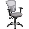 Flash Furniture Sedia da Ufficio Girevole, Multifunzione, con Schienale a Mezza Altezza, in Mesh, Ergonomica, con Braccioli Regolabili, Colore Grigio