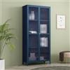 [en.casa] Armadio a Vetrata 4 Scomparti 180x80x35 cm in Acciaio Blu Marino