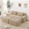 Bladez Moderno divano modulare Cloud Boneless, a forma di U, con sedile basso e ottomano, divano letto modulare senza montaggio, braccioli larghi, base antiscivolo, per soggiorno (beige, 2 posti+2)