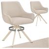 Goeurvant Set di 2 sedie da pranzo girevoli con bracciolo, girevole a 360°, in lino, con struttura in metallo beige e schienale per sala da pranzo, soggiorno, ufficio, beige
