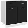 vidaXL Mobile sotto cassetto 80x46x81,5 cm, Legno ingegnerizzato, Nero, Contenitore bagno & cucina, Mobile sotto lavello, Montabile a parete