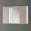 Inbagno Specchio Contenitore per Bagno In Legno Nobilitato Rovere con Due Ante Reversibili e Ripiani Interni in Legno Comprensivo Di Applique LED