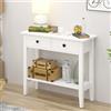 soges Tavolo consolle tavolino da salotto con 2 cassetti, tavolo d'ingresso, bianco, per ingresso, soggiorno, 80 x 34 x 71,5 cm