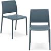REDÒKASA Set 2 sedie in polipropilene MEGAN, impilabile, resistente ai raggi UV, design moderno, ideale per sala da pranzo, cucina, sala d'attesa, bar, ristoranti o giardino (Avio, 2)