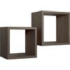 MODULARREDO | Q-BIS MAXI Set di 2 Mensole da Muro, Cubi Arredo, Mensole Cubo, Cubi da Parete, 35x35 p23.7 cm e 31x31 p23.7 cm, Noce - Made in Italy