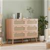QMTXBYJ Cassettiera con 6 cassetti, cassettiera per camera da letto, armadio con tessitura, stile semplice ed elegante, armadio con cassetti con manico e gambe, 100 x 34 x 73 cm, credenza per camera