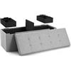 Blumtal panca contenitore + 2 scatole extra - panca camera da letto 110x38x38 cm - cassapanca contenitore da interno - panche contenitori - cassa panca camera da letto baule contenitore grigio chiaro