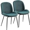 Brigros WeHome - Set Di 2 Sedie Tessuto Bouclè, Sedie Moderne Sala Da Pranzo, Sedie In Tessuto Con Gambe In Metallo, Sedie Imbottite - Shell (Nero, Petrolio)