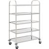vidaXL Carrello da Cucina a 5 Livelli 107x55x147 cm in Acciaio Inox
