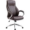 CLP Sedia da Ufficio ergonomica Wigan, Poltrona direzionale con Inserti in Vera Pelle, Altezza Regolabile, Funzione Basculante, Fino a 135 kg Colore Marrone