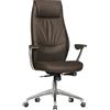 FineBuy Sedia Ufficio Vera Pelle Poltrona Scrivania Marrone Ergonomica | Design Sedia con Ruote & Braccioli | Sedia Girevole Imbottita Studio