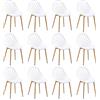 buybyroom Set di 12 sedie per sala da pranzo, con schienale, gambe in metallo, per soggiorno, sedia da giardino, colore: bianco