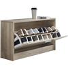 WOHNLING Zoey con Sedile Scarpiera Sonoma in Legno di Quercia 80 x 47 x 24 cm | Disimpegno Bank Piccolo Chiuso | Panca corridoio Stretto con Spazio di archiviazione