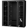 RELOVE Armadio per biancheria, con asta appendiabiti in tela, con rivestimento in tessuto, XL armadio da campeggio con asta per abiti, 175 x 150 x 45 cm, colore: nero