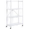 CATTERHOUSE Scaffale metallico pieghevole Kim 122-71,5x36x122,5 cm Scaffale portaoggetti colore bianco con ruote e 4 ripiani, portata fino a 160 kg