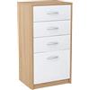 MATKAM Cassettiera quattro cassetti H L P 85 x 45 x 35 cm, maniglie in metallo satinato Cassetto L P 32 x 33 cm, guide in metallo (rovere Sonoma bianco)