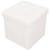 Home Tresor - Pouf Contenitore, Pouffe Poggiapiedi in Ecopelle Impermeabile, Seduta Imbottita, Sgabello Pieghevole, (HxLxP) 38X38X38 cm, Bianco
