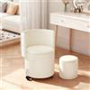 XUEGW Sgabello da trucco rotondo con contenitore, girevole in pelle PU e schienale ribaltabile. Puffo imbottito con rotelle per camera da letto e soggiorno