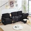 Lubvtti Divano angolare a L,Poggiapiedi con contenitore mobile,Divano moderno 3 posti,Dispone di porta USB, tasche laterali e cassetti,Velluto a coste,Divano con bracciolo centrale staccabile,Nero