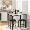 RELAX4LIFE Tavolo Cucina con 2 Sgabelli, 90x60x82cm, Tavolo Bar Alto Cucina Moderno e Compatto in Finitura Finto Marmo, Set di 3 Pezzi da Sala da Pranzo per Bistrò, Soggiorno (Bianco)