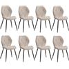 HJhomeheart Set di 8 Sedie da Pranzo, Sedie da Cucina Moderne, Sedie Imbottite con Gambe in Metallo, Cuscini in Tessuto con Motivo a Rombi, Beige