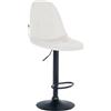 CLP Sgabello da Bar Elmore I con Rivestimento in Similpelle, Colore:Bianco, Materiale Base:Metallo Nero Opaco