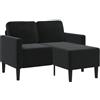 vidaXL Divano a 2 posti con chaise longue a L nero 125 cm in velluto
