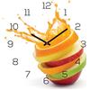levandeo Orologio da parete in vetro, 30 x 30 cm, colore: arancione, mela, acqua, frutta, cucina, decorazione da parete