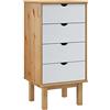 vidaXL Cassettiera OTTA Marrone e Bianco 46x39,5x90cm in Legno di Pino