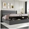 Wyibwy Letto matrimoniale, 160x200 cm, con poggiatesta regolabili, telaio contenitore idraulico, letto imbottito, tessuto di lino, grigio (senza materasso)