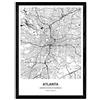 Nacnic Poster mappa di Atlanta - USA. Fogli città degli Stati Uniti con i mari e fiumi, in colore nero. formato A4