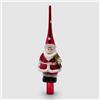 EDG Enzo De Gasperi Puntale per Albero con Babbo Natale, Decoro in Vetro H30 cm