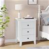 RELAX4LIFE Comodino Camera da Letto, Comodino Piccolo con 3 Cassetti, Cassettiera in Legno, Mobiletto per Soggiorno/Ufficio (1, Bianco, 46 x 37 x 65 cm)