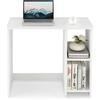 GIANTEX Scrivania da Ufficio, Scrivania con Libreria da Ufficio, Scrittoio con 2 Ripiani, Tavolo in Stile Moderno, per Ufficio, Soggiorno, Camera da Letto, Studio (Bianco)