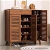 angroups Scarpiera Mobile Porta Scarpe con Cassetto e Ripiani Regolabili a 5 Livelli Mobiletto in Legno da Ingresso Soggiorno 96x33x90cm