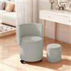 XUEGW Sgabello da trucco rotondo con contenitore, girevole in pelle PU e schienale ribaltabile. Puffo imbottito con rotelle per camera da letto e soggiorno