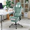 Suusolny Sedia da gioco con massaggio vibrante e poggiapiedi, ergonomica, con cuscino, braccioli, sedia da ufficio, altezza fino a 135 kg, colore verde velour
