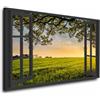 ARTEDinoi Quadro Moderno Stampa su Tela Finestra Aperta Landscape View Style Canvas Dimensione 120x80x2cm