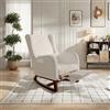 MIOOSUT Poltrona a dondolo con poggiapiedi e sedia allattamento, sedia a braccioli, sedia a dondolo allattamento con gambe in legno massello, 2 tasche laterali - 1 cuscino lombare (Lin Beige, 67 x 64 x 99)