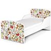 leomark Letto per bambini in legno, lettino con materasso, magnifiche stampe, spazio per dormire 140x70 cm, mobili per bambini, rete a doghe, attrezzatura stanza per bambino, motivo: FATTORIA