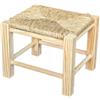 GRECA Sgabello in legno massiccio con seduta in Enea. In legno naturale. In grezzo. Dimensioni: 32 x 28 x 25 cm, A2560